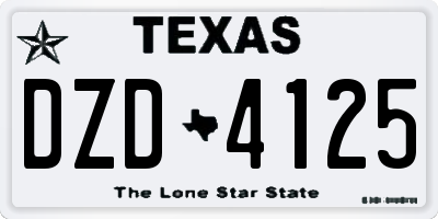 TX license plate DZD4125