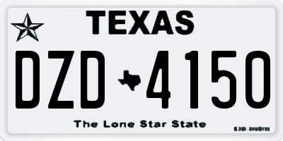 TX license plate DZD4150