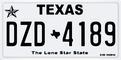 TX license plate DZD4189