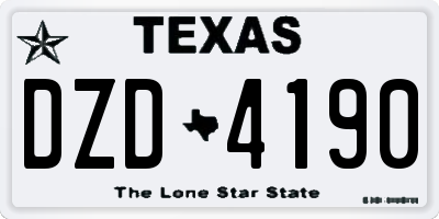 TX license plate DZD4190