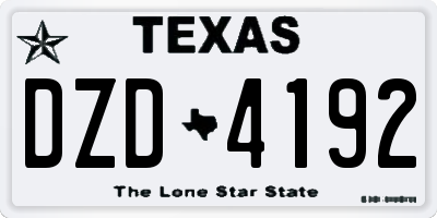 TX license plate DZD4192