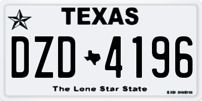 TX license plate DZD4196