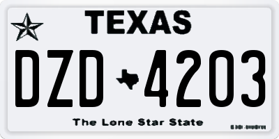 TX license plate DZD4203