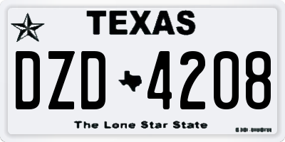 TX license plate DZD4208