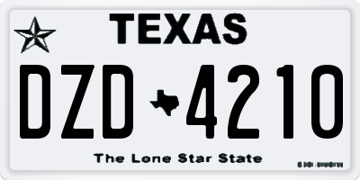 TX license plate DZD4210