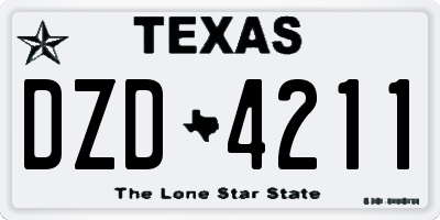 TX license plate DZD4211