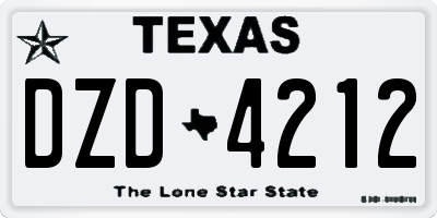 TX license plate DZD4212