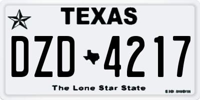 TX license plate DZD4217