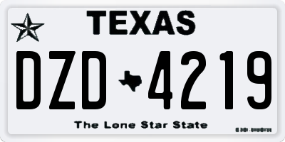 TX license plate DZD4219