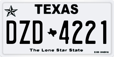 TX license plate DZD4221