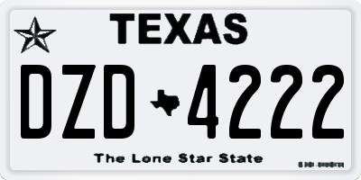 TX license plate DZD4222
