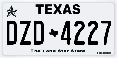 TX license plate DZD4227
