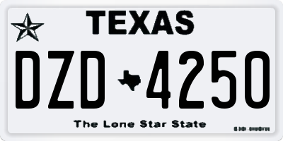 TX license plate DZD4250