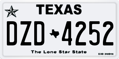 TX license plate DZD4252