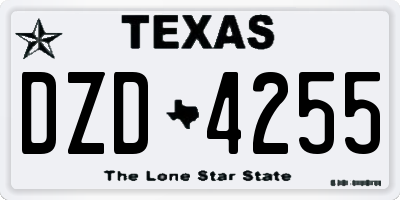 TX license plate DZD4255
