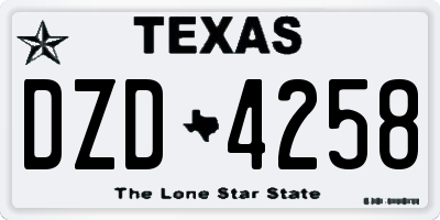 TX license plate DZD4258