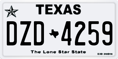 TX license plate DZD4259