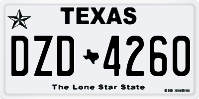 TX license plate DZD4260