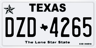TX license plate DZD4265