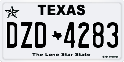 TX license plate DZD4283