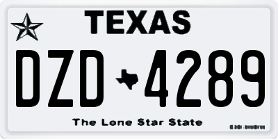 TX license plate DZD4289