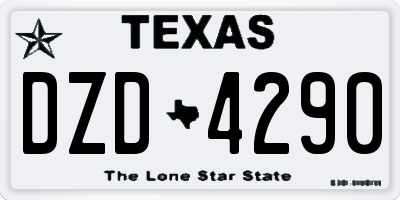 TX license plate DZD4290