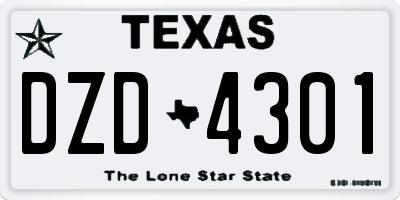 TX license plate DZD4301