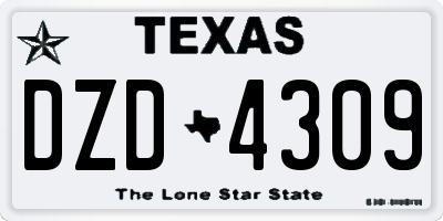 TX license plate DZD4309