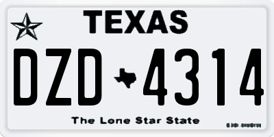 TX license plate DZD4314