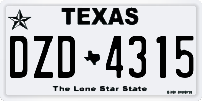 TX license plate DZD4315