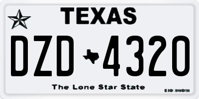 TX license plate DZD4320