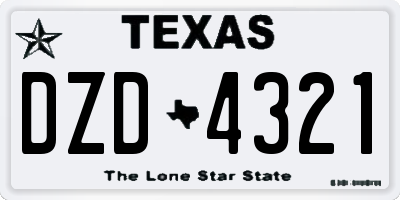 TX license plate DZD4321