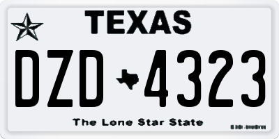 TX license plate DZD4323