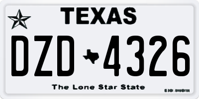TX license plate DZD4326