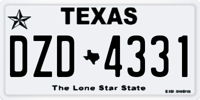 TX license plate DZD4331