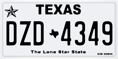 TX license plate DZD4349