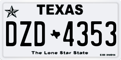 TX license plate DZD4353