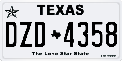 TX license plate DZD4358