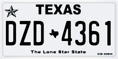 TX license plate DZD4361