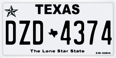 TX license plate DZD4374