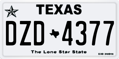TX license plate DZD4377