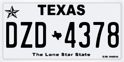 TX license plate DZD4378