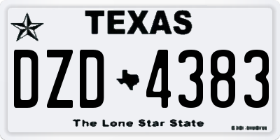 TX license plate DZD4383