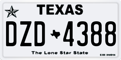 TX license plate DZD4388