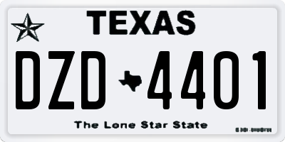 TX license plate DZD4401