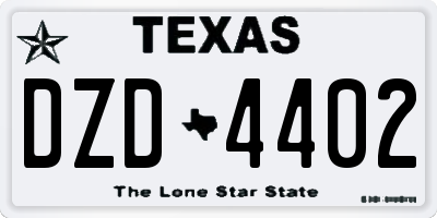 TX license plate DZD4402