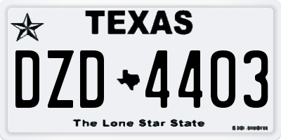 TX license plate DZD4403