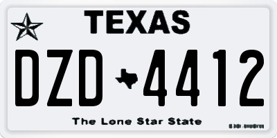 TX license plate DZD4412