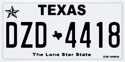 TX license plate DZD4418