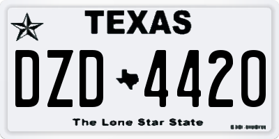 TX license plate DZD4420
